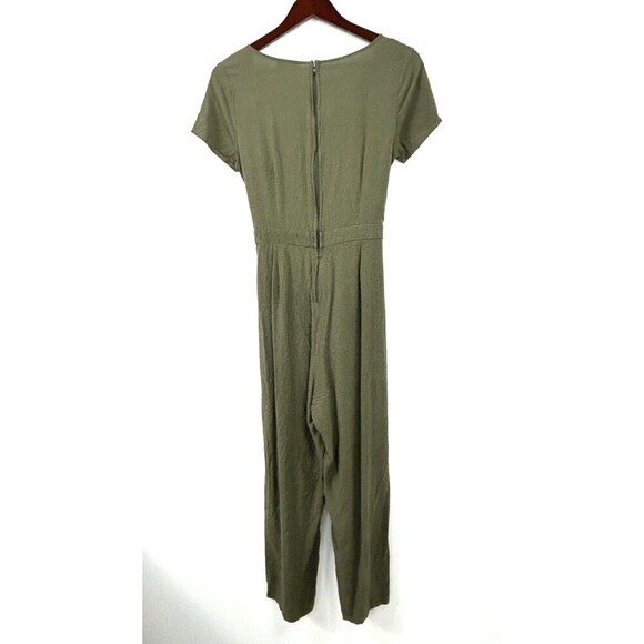 ModCloth Bay Area Believer Cropped Tie Front Jumpsuit Womens Size Medium Green E - Picture 9 of 13